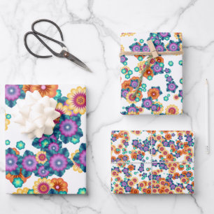 Einzigartige abstrakte japanische Blumen-Kunst-Mus Geschenkpapier Set