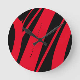 Einzigartige Abstrakte Schwarze Rote Zeitgenössis Runde Wanduhr