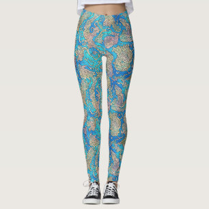 Einzigartige Abstrakte türkisblaue Meereswellen Leggings