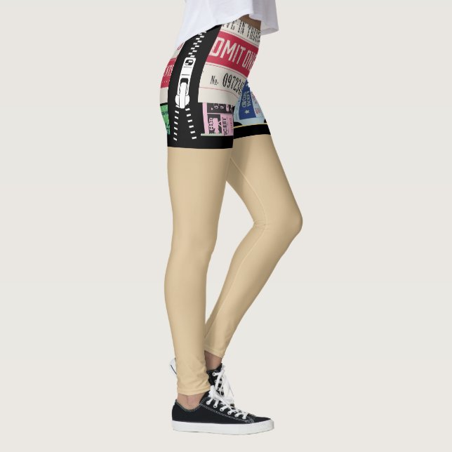 Einzigartige alte Cenima Tickets Fake Shorts Zippe Leggings (Rechts)