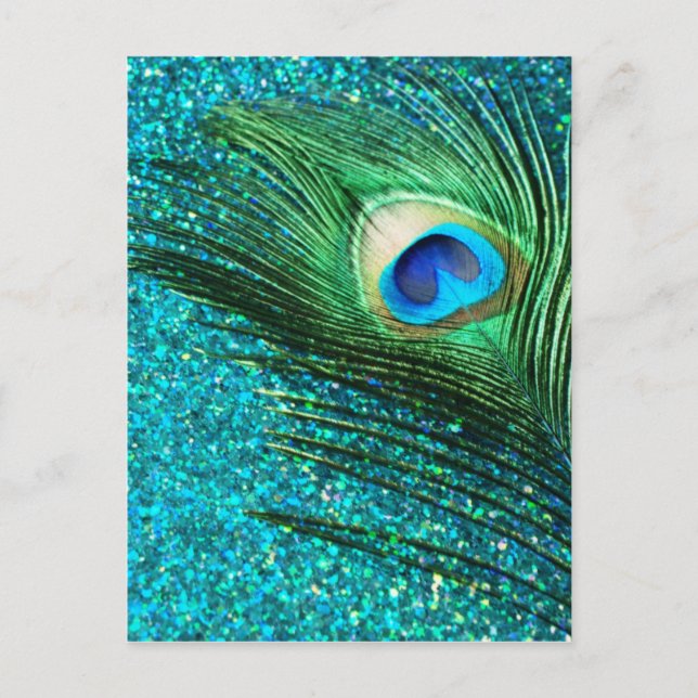 Einzigartige Aqua Peacock Postkarte (Vorderseite)