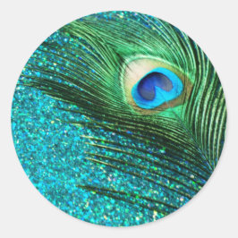 Einzigartige Aqua Peacock Runder Aufkleber