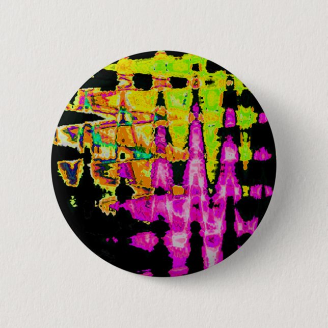 Einzigartige Aquarellkunst: Lila, schwarz und Limo Button (Vorderseite)