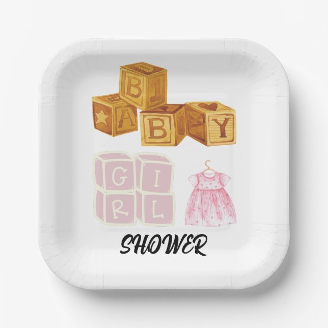 Einzigartige Baby Girl Dice Babydusche Pappteller (Vorderseite)