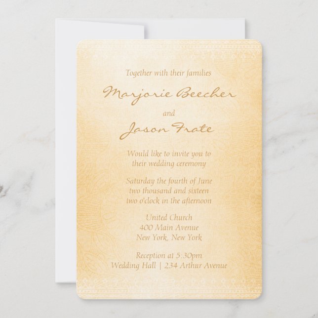 Einzigartige Batik Floral Wedding Einladung Brown (Vorderseite)