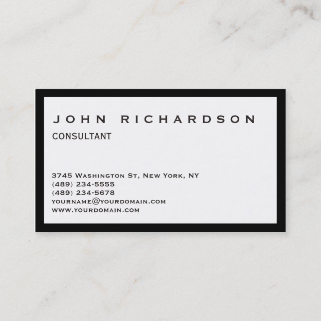 Einzigartige Black Border White Personal Business  Visitenkarte (Vorderseite)