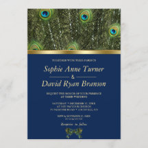 Einzigartige blaue Gold Pfauenfeathers Wedding