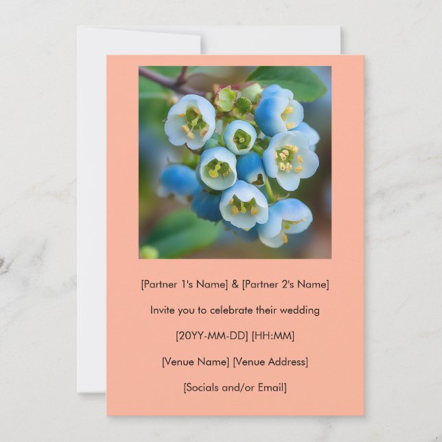 Einzigartige Blueberry-Blume zum Hochzeitsempfang Einladung (Vorderseite)
