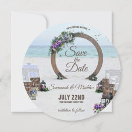 Einzigartige Blume aus Holz am Arbor Beach Hochzei Save The Date