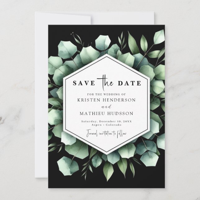 Einzigartige Blume Eukalyptus Digital Wedding Save The Date (Vorderseite)