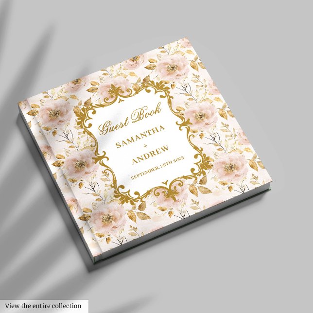 Einzigartige Blush Gold Boho Wedding Gästebuchsign Gästebuch (Unique Blush Gold Boho Wedding Guest Book Signing)