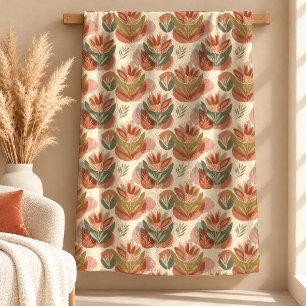 Einzigartige Bohemian-Blumen-Kunst-Terrakotta-Deck Fleecedecke