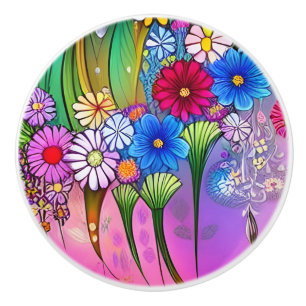 Einzigartige Bohemische Blume Blumenstrauß Kunstsc Keramikknauf