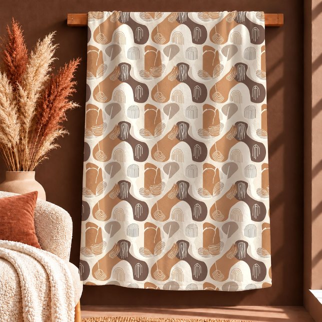 Einzigartige Boho-Formen Rust Ivory Beige Decke Ge (Unique Boho Shapes Rust Ivory Beige Blanket Gift)