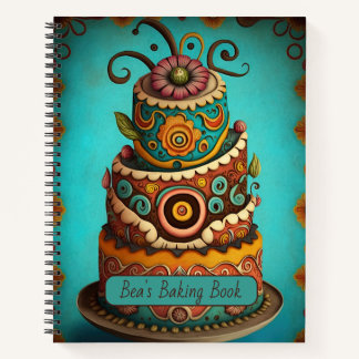 Einzigartige Boho-Schichttorte, anpassbares Rezept Notizbuch