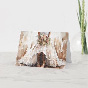 Einzigartige Bridge mit Bouquet und Cowboy Boots Karte