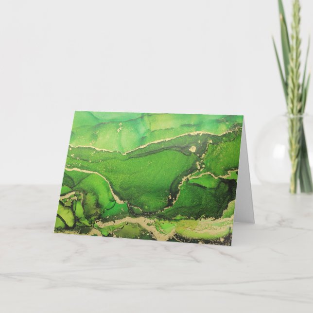 Einzigartige Bright Green Black Gold NoteCard Dankeskarte (Vorderseite)