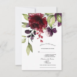 Einzigartige Burgund Blush Blume Gold Wedding RSVP Karte
