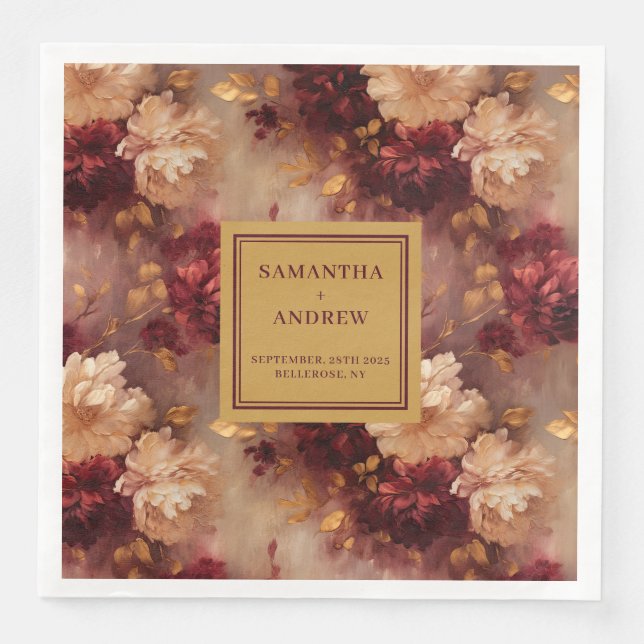 Einzigartige Burgundy Gold Boho Wedding Cloud Napk Serviette (Vorderseite)