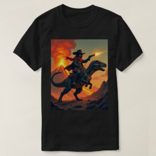 Einzigartige Cat Cowboy Riding Dinosaur Cat Cowb T-Shirt