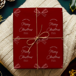 Einzigartige Chic Bows Familienname Frohe Weihnach Geschenkpapier