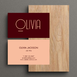 Einzigartige Chic Red & Blush Pink Script Visitenk