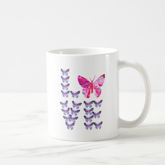 einzigartige Collage Art BUTTERFLIES Schreibweise  Kaffeetasse (Rechts)