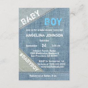 Einzigartige Denim Jeans Boy Baby Shower Einladung