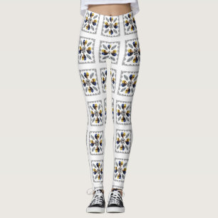Einzigartige Diamantenkunst, gelbes Blau im Herzen Leggings