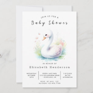Einzigartige Digital Swan Baby Dusche Einladung