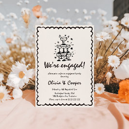 Einzigartige, eigenhändig gezeichnete Retro-Engage Einladung