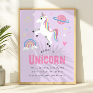 Einzigartige Einhorn-Geburtstags-Adoptionsstation Poster