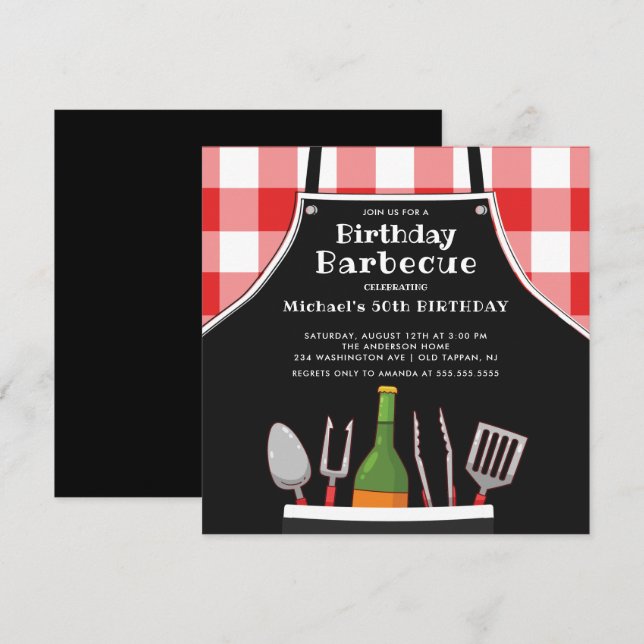 Einzigartige Einladung zum Geburtstag-Barbecue (Vorne/Hinten)