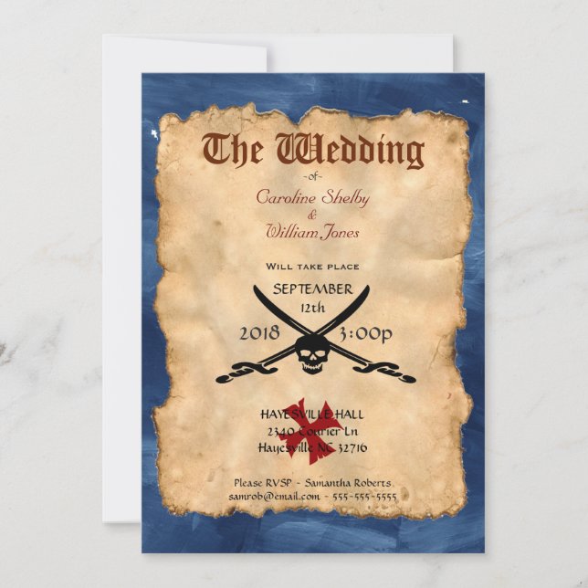 Einzigartige Einladung zum Hochzeitsschwert von Pi (Vorderseite)
