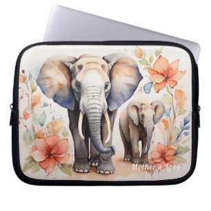Einzigartige Elefantenmutter und kinderflorale Was Laptopschutzhülle