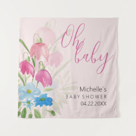 Einzigartige farbenfrohe Frühlingsblumen Wasserfar Wandteppich