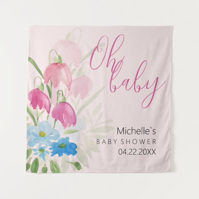 Einzigartige farbenfrohe Frühlingsblumen Wasserfar Wandteppich (Vorderseite)