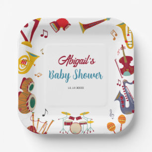 Einzigartige farbenfrohe Musical Baby Shower Paper Pappteller