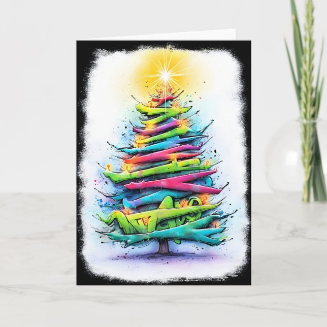 Einzigartige farbenfrohe Weihnachtskarten Feiertagskarte (Vorderseite)