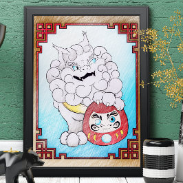 Einzigartige Foodogie Art & Daruma Puppe Große Far Poster