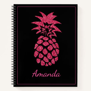 Einzigartige Form Pink Glitzer Schwarzer Ananas Na Notizbuch
