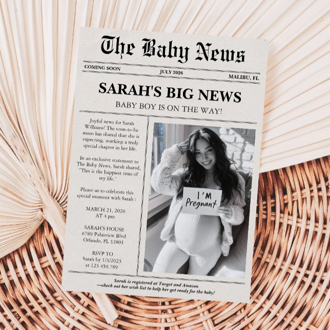 Einzigartige Foto Newspaper Babydusche Einladung (Von Creator hochgeladen)