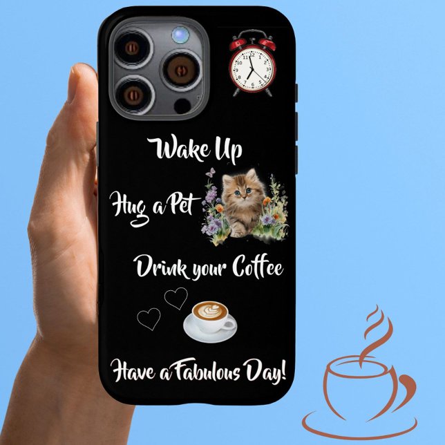 Einzigartige Fun Cat and Coffee Lover iPhone 16 Pro Max Hülle (Von Creator hochgeladen)