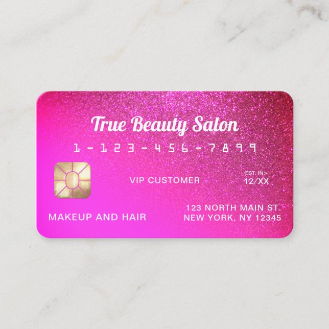 Einzigartige Funkelnd Neon Punk Pink Glitzer Kredi Visitenkarte (Vorderseite)