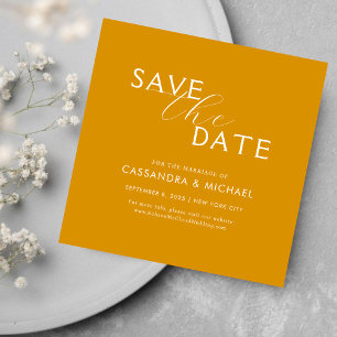 Einzigartige Gelbe Senf-Typografie-Hochzeit Save The Date