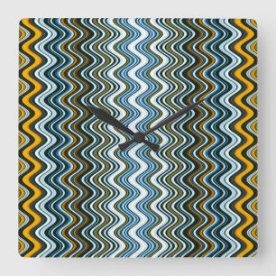 Einzigartige gelbe und blaue Streifen Quadratische Wanduhr