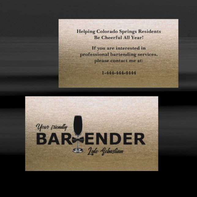 Einzigartige Gold Glitzer Bowtie Barkeeper Busines Visitenkarte (Von Creator hochgeladen)