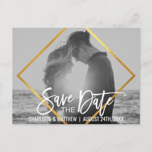Einzigartige Goldschrift Hochzeit SAVE THE DATE mi Ankündigungspostkarte