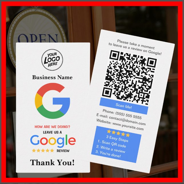 Einzigartige Google Review-Karte mit Logo und QR-C Visitenkarte (Von Creator hochgeladen)