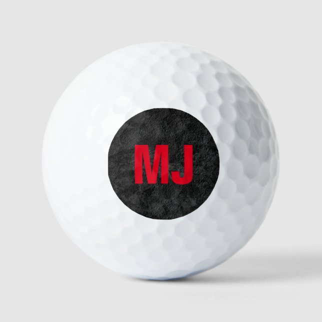Einzigartige, grau-rote Monogramm-Initialen Golfball (Vorderseite)